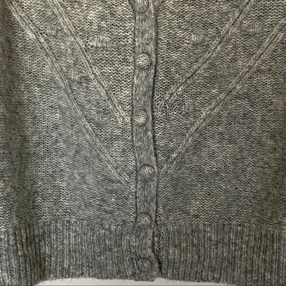 NWOT Abercrombie Cropped Bobble Cardigan Sweater GREEN/GREY - SIZE M - Picture 6 of 8